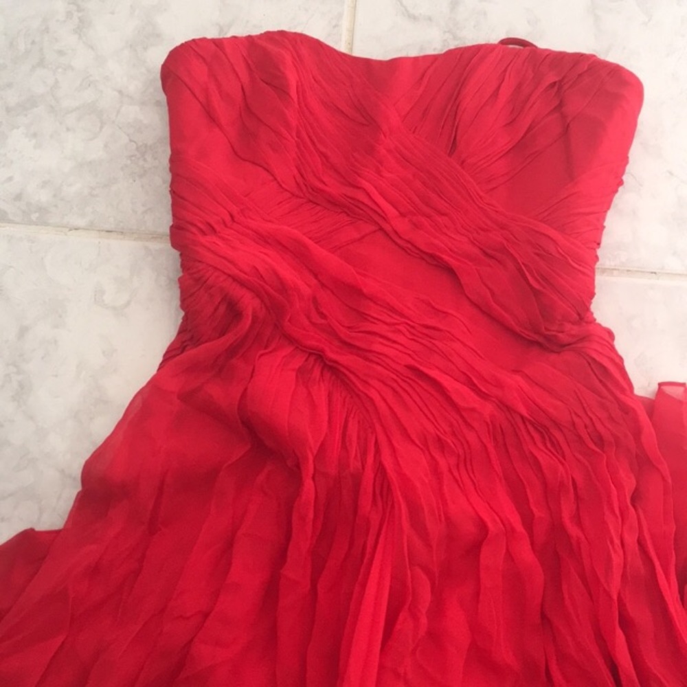 Badgley Mischka Strapless Silk Cross-Drape Gown - Picture 8 of 8